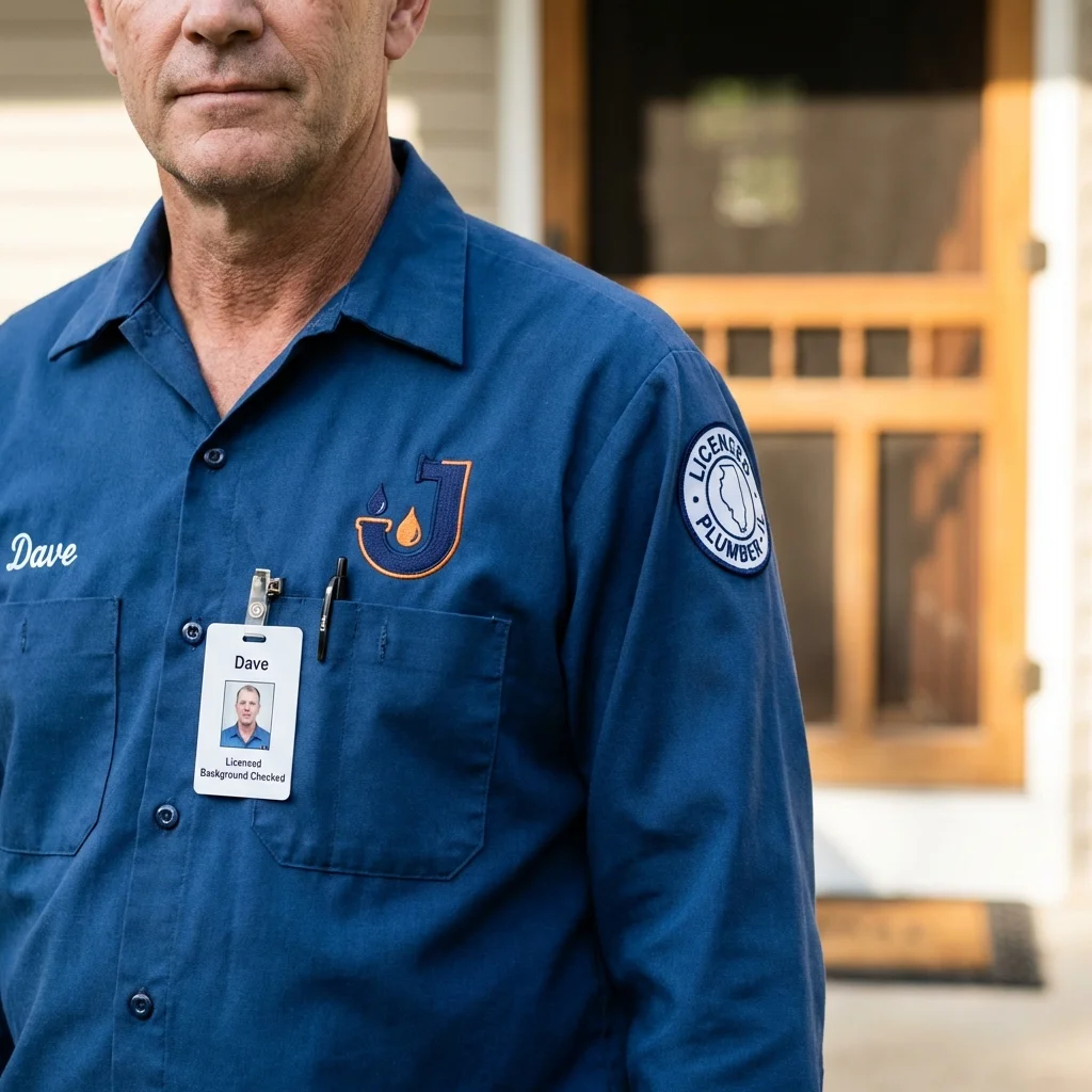 Licensed plumber showing ID badge in Medina, OH
