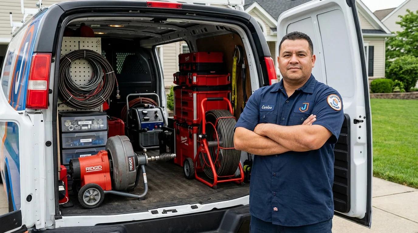 Professional drain cleaning equipment and Johns Plumbing LLC plumber in Medina
